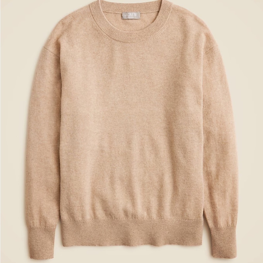 J. Crew Cashmere Relaxed Crewneck Sweater Heather Stone size small